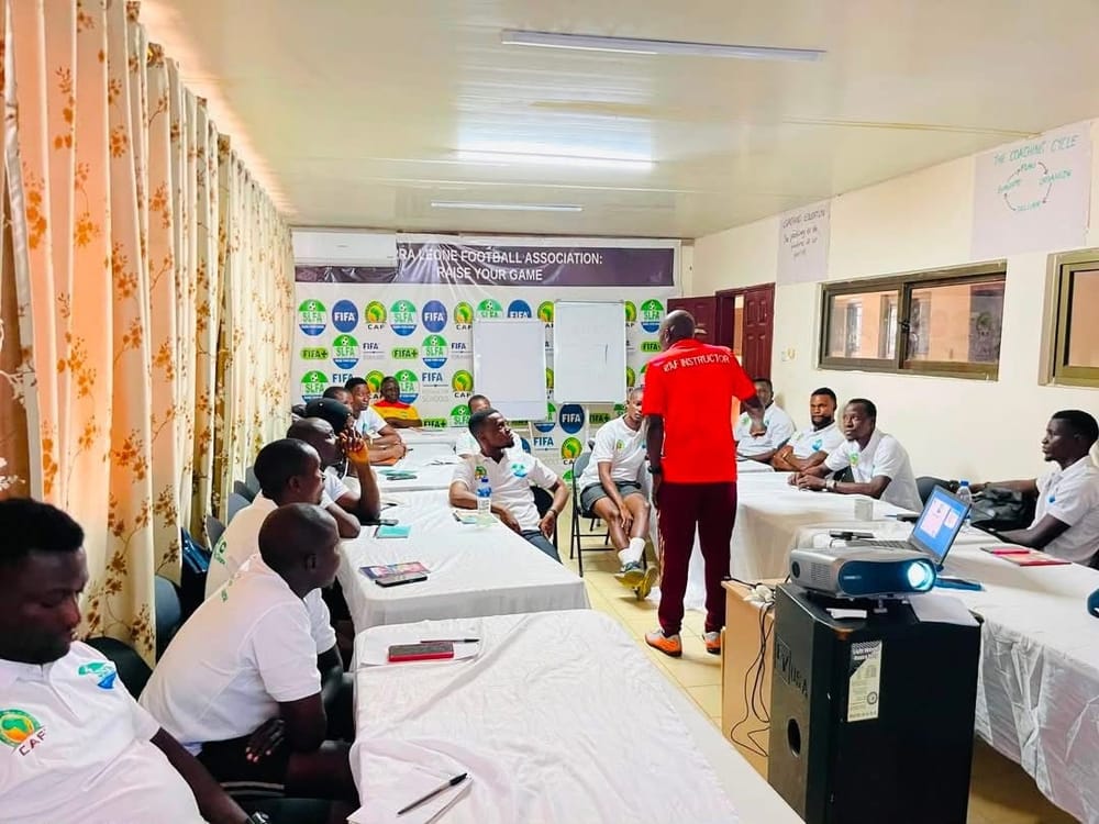SLFA Commences CAF C Diploma Coaching Course in Freetown The Sierra Leone Football Association (SLFA) has officially launched the CAF C Diploma Coaching Course at the Sierra Leone Football Academy in Freetown