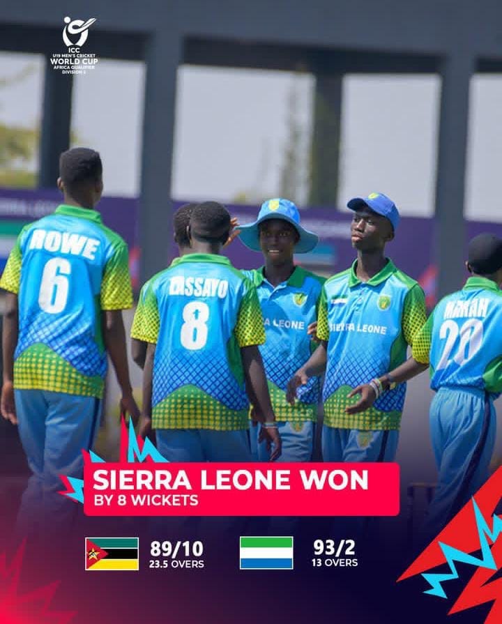 ICC U19 Men’s World Cup Qualifier Sierra Leone Tops Bowling & Fielding Categories After 8-Wicket Win Against Mozambique