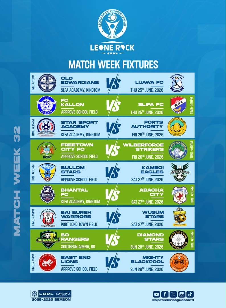 Attention now shifts to the rescheduled Matchweek 32 fixtures in the Leone Rock Premier League!