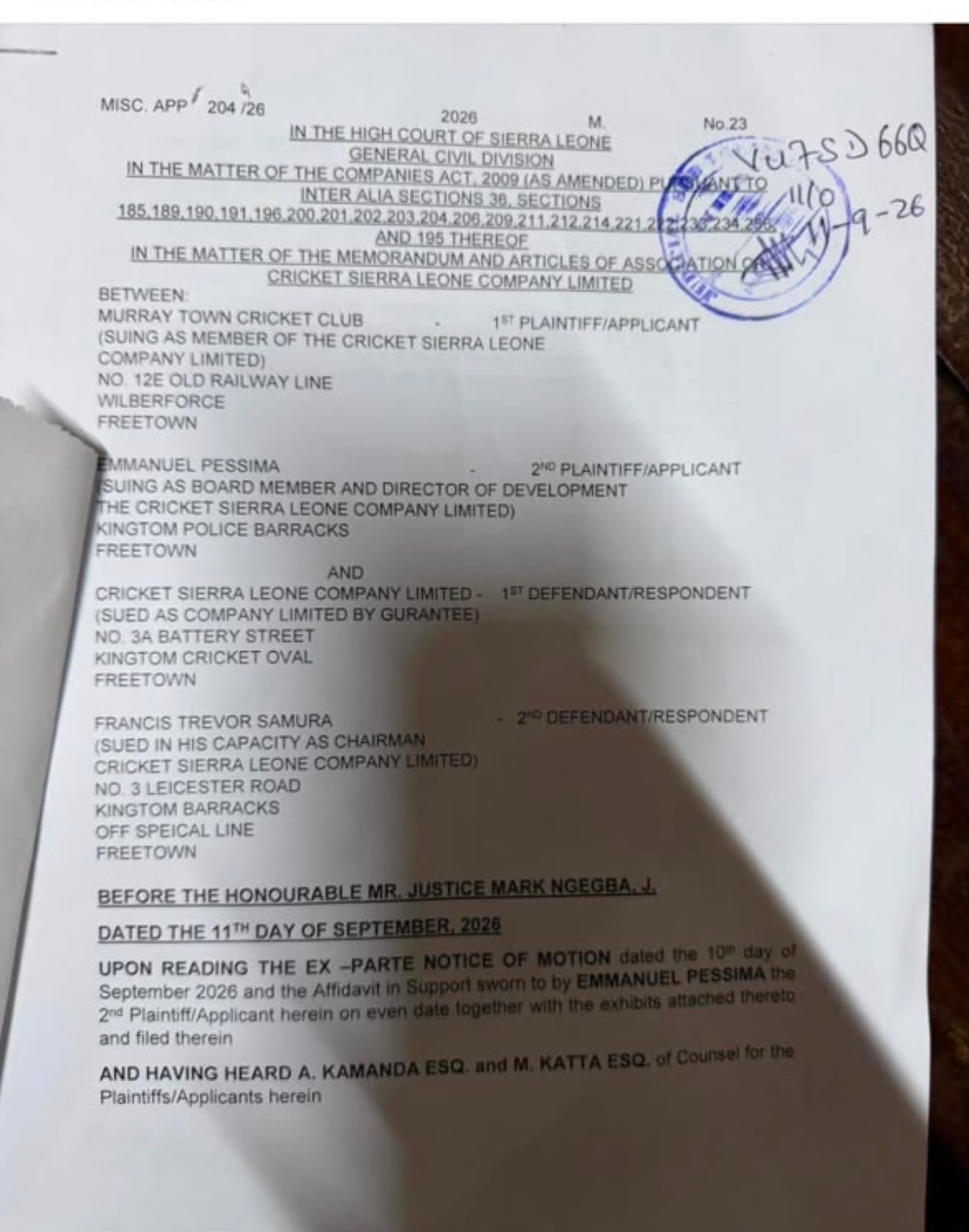 High Court Restrains Cricket Sierra Leone AGM Over Electoral Process