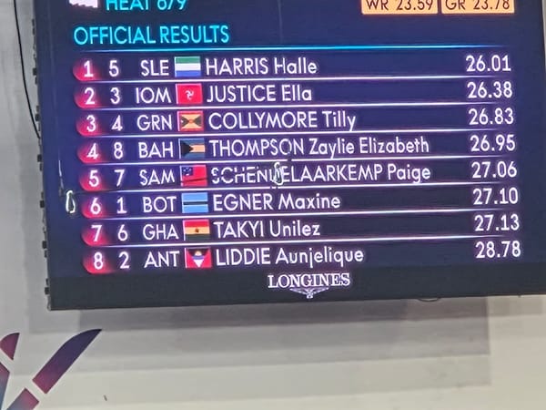 Halle Harris Wins Her Heat Again, Flying Sierra Leone’s Flag High in Glasgow