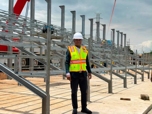 SLFA President Babadi Kamara Inspects Progress of Donated 435-Seater Pavilion at Football Academy